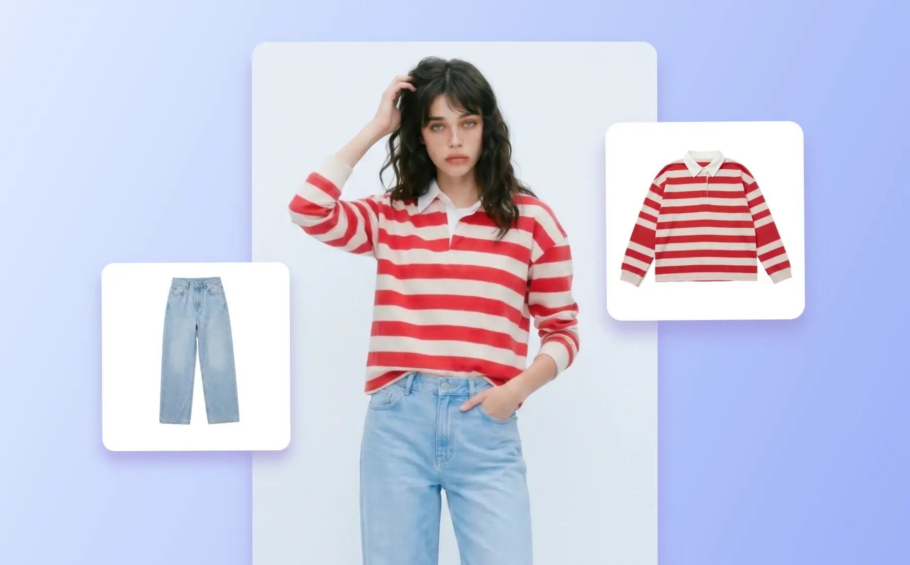 Fotor virtual AI model featuring creating realistic clothes try-on effects on a female model
