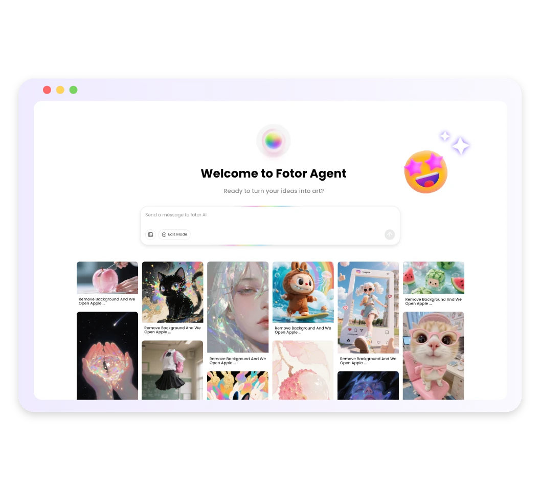 the screenshot of Fotor AI agent web version.